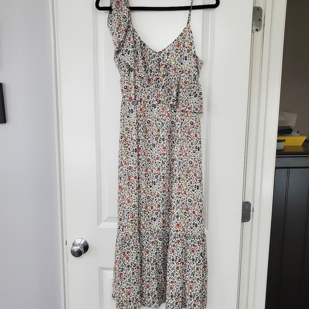 NWT Club Monaco Yohara Dress Midi 4 Floral Ruffle Lined - Picture 5 of 6